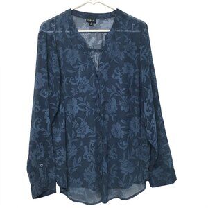 Torrid Women's Blue Floral Sheer Blouse Size 2X